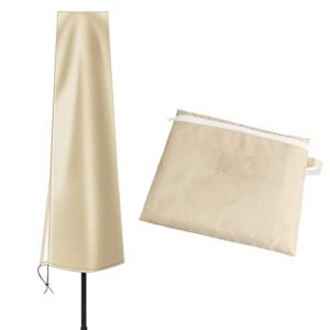 OKPOW Umbrella Covers for Outdoor Umbrellas - Small Patio Umbrella Cover for 6 ft to 9 ft Outdoor Table Umbrella - Waterproof Windproof Anti-UV Garden Parasol Covers, Khaki
