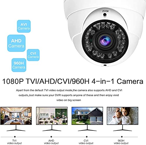 Anpviz Analog CCTV Camera HD 1080P 4-in-1 Security Camera(TVI/AHD/CVI/960H CVBS) Analog Security Camera 2.8-12mm Varifocal Lens 36 IR-LEDs Turret Dome Camera for Day& Night