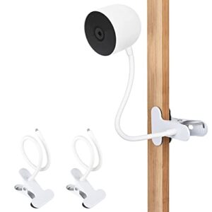 2pack clip clamp mount for google nest cam (battery), flexible gooseneck mounting bracket to attach your nest camera wherever you like with no tools