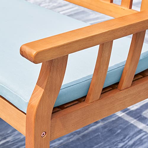 VIFAH V1963 Kapalua Honey Nautical Eucalyptus Wooden Outdoor Garden Bench