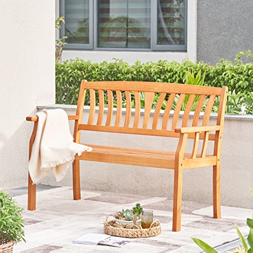 VIFAH V1963 Kapalua Honey Nautical Eucalyptus Wooden Outdoor Garden Bench