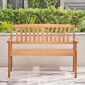 VIFAH V1963 Kapalua Honey Nautical Eucalyptus Wooden Outdoor Garden Bench