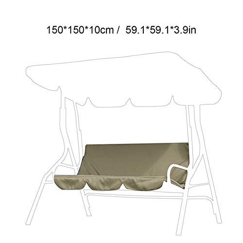 GOTOTOP Outdoor Swing Cushion Cover 3 Seater,Outdoor Patio Swing Cushion Chair Replacement, Waterproof Protection Swing Hammock Cover for Patio, Garden, Balcony, Backyard 59.1 x 19.7 x 3.9in(Beige)
