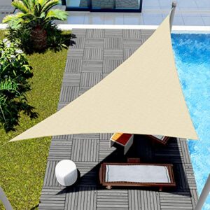 windscreen4less 8′ x 8′ x 11.3′ triangle sun shade sail – beige durable uv shelter canopy fabric cloth screen water permeable & uv resistant for patio outdoor backyard