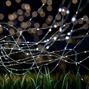 pure garden cool white outdoor starry string solar powered fairy 200 led 8 lighting modes for patio, backyard, events, 463.8″x0.1″x0.1″