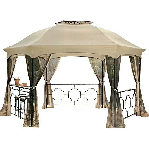 Garden Winds Dawson Hexagon Gazebo Replacement Canopy Top Cover and Netting - RipLock 350