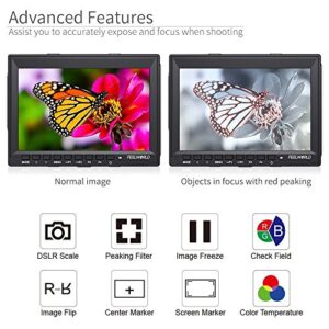 FEELWORLD FW759 Camera Monitor 7” HD 1280x800 Field Video LCD IPS Screen 1200:1 High Contrast Ratio for Steady Cam, DSLR Rig, Camcorder Kit, Handheld Stabilizer