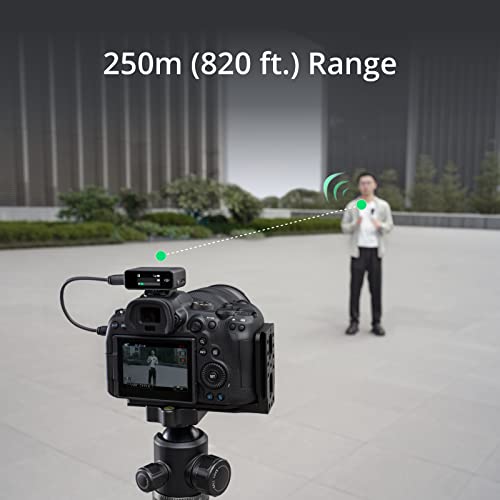 DJI Mic (1 TX + 1 RX), Wireless Lavalier Microphone, 250m (820 ft.) Range, Compact and Ultra-Light, 14-Hour Recording, Wireless Mic for PC, iPhone, Andriod, Cameras, Record Vlogs, Live Stream