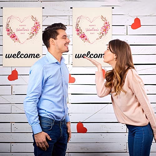 Tugaizi Valentines Day Garden Flag Double Sided Printing Valentine's Day Flag Diamond Love Heart Flower Valentines Day Garden Flag 13x19 Inch for Party Wedding Yard Outdoor Garden Decoration