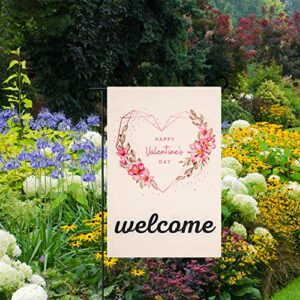 Tugaizi Valentines Day Garden Flag Double Sided Printing Valentine's Day Flag Diamond Love Heart Flower Valentines Day Garden Flag 13x19 Inch for Party Wedding Yard Outdoor Garden Decoration