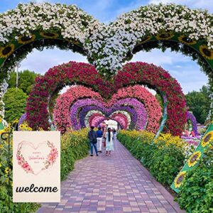 Tugaizi Valentines Day Garden Flag Double Sided Printing Valentine's Day Flag Diamond Love Heart Flower Valentines Day Garden Flag 13x19 Inch for Party Wedding Yard Outdoor Garden Decoration