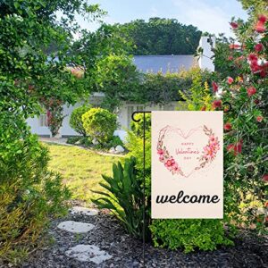 Tugaizi Valentines Day Garden Flag Double Sided Printing Valentine's Day Flag Diamond Love Heart Flower Valentines Day Garden Flag 13x19 Inch for Party Wedding Yard Outdoor Garden Decoration