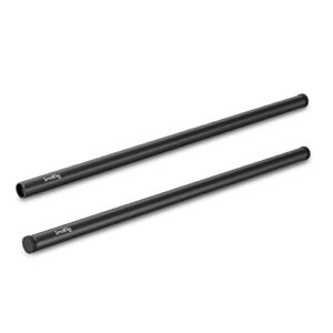 SmallRig 16 Inches (40 cm) Black Aluminum Alloy 15mm Rod with M12 Female Thread, Pack of 2 - 1054