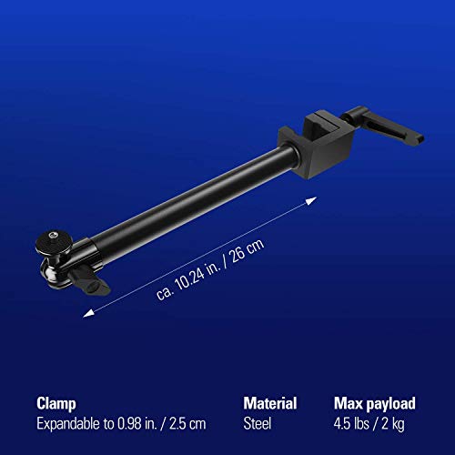 Elgato Solid Arm, Holding Arm with Padded Clamp for easy Mounting and Adjusting of Lights, Cameras, and Microphones, for Streaming, Videoconferencing, and Studios