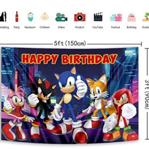 TXUE Cartoon Sonic Hedgehog Backdrop Tall Building City Night View Background Children Boy Birthday Party Baby Shower Photo Booth Studio Props Decorations (5x3FT(Width 150cm x Height 90cm))