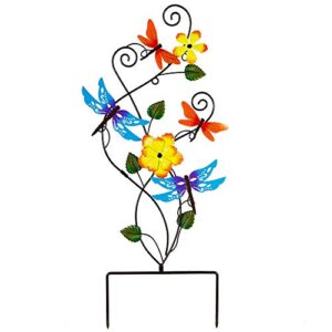 ridota 28″ metal yard art, metal garden stake decorations, dragonfly flower garden stake decorative yard stake, indoor outdoor lawn pathway patio lawn ornaments, multicolor