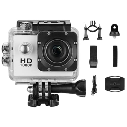 Azhejiang Waterproof Action Camera-1080P 12MP Full HD Sports Camera Underwater 30M, 140 Degree Wide-Angle Mini DV Camcorder with Multi Accessories