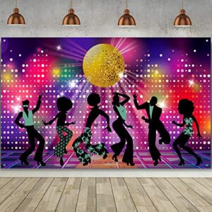 70s 80s 90s disco party backdrop retro disco party decorations disco fever dancers backdrop for let’s glow crazy theme party neon night birthday photography photo booth background 72.8 x 43.3 inch