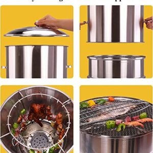 NEWCES Safety Certification Large Barbecues Grills & Smokers Stainless Steel Charcoal Barbecues BBQ Grills Easy to Clean Combination Grill-Smokers for Camping Picnic Travel Garden Terrace Party