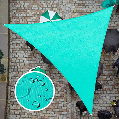 ColourTree Custom Size 16' x 16' x 16' Turquoise TADT16 Triangle Waterproof Sun Shade Sail Canopy Awning Shelter, 95% UV Block Water Resistant, Garden Carport Outdoor Patio (We Customize)