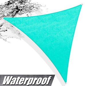 ColourTree Custom Size 16' x 16' x 16' Turquoise TADT16 Triangle Waterproof Sun Shade Sail Canopy Awning Shelter, 95% UV Block Water Resistant, Garden Carport Outdoor Patio (We Customize)