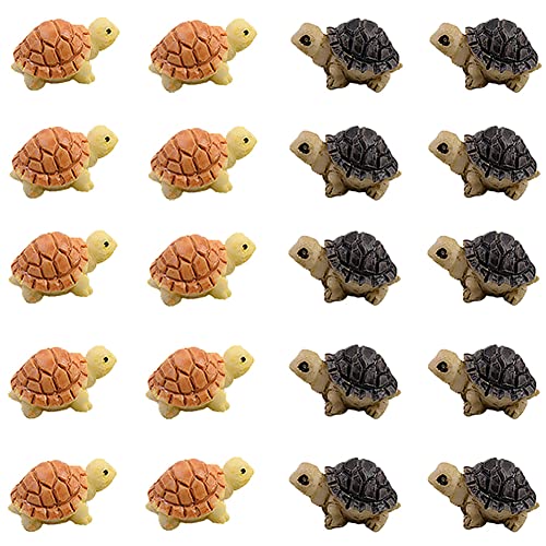 MAOMIA 20 Pcs Miniature Turtle Resin Figurine Plant Pot Fish Tank Decorations Fairy Garden Mini Tortoise Micro Landscape Decor Ornament