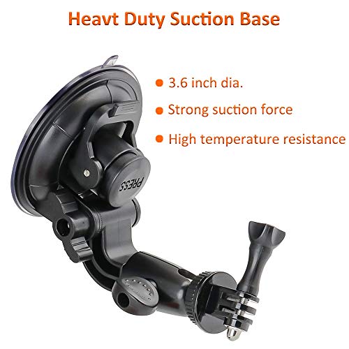 Heavy Duty Camera Car Windshield Mount with 1/4-20 Adapter for GoPro Hero Series and All Cameras