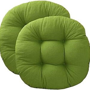 2pack Comfy Solid Color Round Seat Cushion, Thicken Patio Chair Pads with Ties, Cotton and Linen Bistro Chair Cushions, Home Office Garden Furniture Decoration, Grass green-45cm/18in