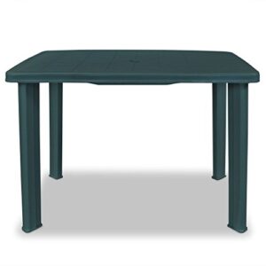 Festnight Garden Dining Table with Umbrella Hole Solid Plastic Frame Outdoor Dining Table for Balcony Garden Backyard Furniture 39.8 x 26.8 x 28.3 Inches (L x W x H) (Green)