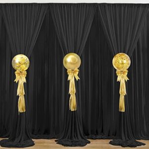 10 ft x 20 ft wrinkle free black backdrop curtain panels, polyester photography backdrop drapes, wedding party home decoration supplies
