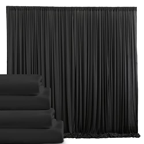 10 ft x 20 ft Wrinkle Free Black Backdrop Curtain Panels, Polyester Photography Backdrop Drapes, Wedding Party Home Decoration Supplies