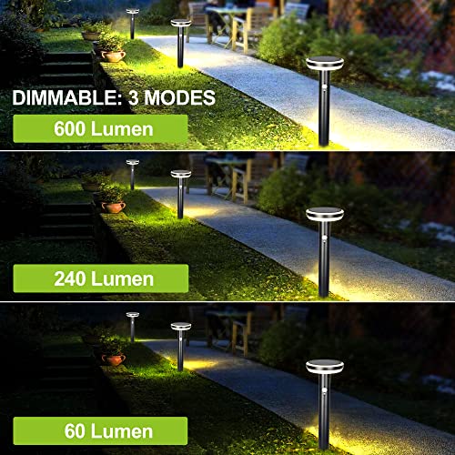 BRIMMEL Solar Garden Light Outdoor, Path Light Super Bright 600 Lumen LED Landscape Lamp, Motion Sensor Dusk-to-Dawn Auto ON/Off Waterproof Cordless Light for Driveway Walkway, Solar Powered, 20"