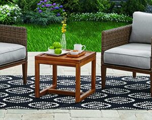 indoor/outdoor patio garden funiture reid 20″ square solid acacia wood side table -teak finish