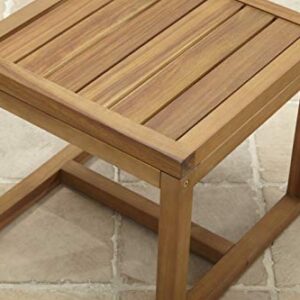 Indoor/Outdoor Patio Garden Funiture Reid 20" Square Solid Acacia Wood Side Table -Teak Finish