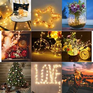 2 Pack Solar Fairy Lights Outdoor, 39.37ft 120 LED 8 Modes Warm White Solar String Lights Waterproof, Copper Wire Lights for DIY Decoration Garden Party Wedding Patio Yard