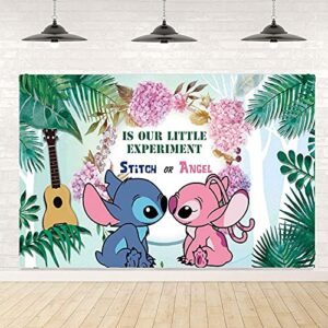 Stitch and Angel Gender Reveal Party Background Jungle Leaves Theme Background 5 x 3ft Baby Shower Tropical Hawaii Photography Backdrop Party Decorations