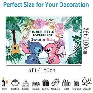 Stitch and Angel Gender Reveal Party Background Jungle Leaves Theme Background 5 x 3ft Baby Shower Tropical Hawaii Photography Backdrop Party Decorations