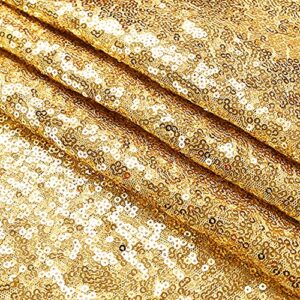 HELAKU Gold Sequin Backdrop Curtains - 2 Packs of 2.5x8ft Gold Glitter Curtains Sparkly Sequin Background for Wedding Birthday Baby Shower Decor Gold Sequence Backdrop Drapes