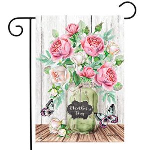 Mother's Day Roses Garden Flag Mason Jar Floral 12.5" x 18" Briarwood Lane