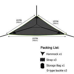 giant aerial triangle camping hammock, multi person portable hammock 2-3 person design for travel backyard outdoor garden camping