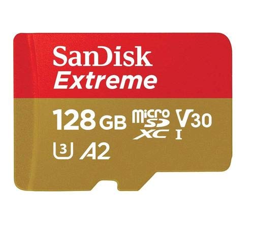 SanDisk Extreme V30 A2 128GB MicroSD Memory Card 4K SDXC Works with DJI Mavic Mini Drone Flycam Bundle with (1) Everything But Stromboli Micro Card Reader