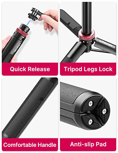 57in Selfie Stick Tripod for Gopro - ULANZI Go Quick II Extendable Tripod Stand Magnetic Suction Quick Release Vlog Accessories Handle for GoPro Hero 11 10 9 8 7 6 5/Max/DJI OSMO Action Cam