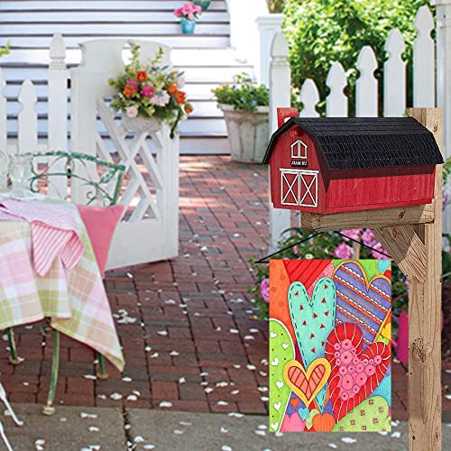 LHSION Happy Valentine's Day Garden Flag 12.5 x 18 Inch - Heart Garden Flag Decorative House Yard Double Sided Flag for Valentine's Day Decoration