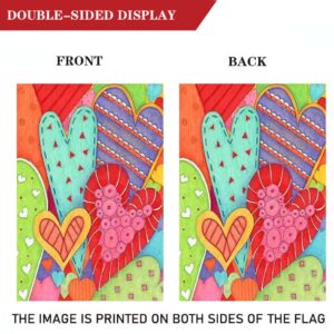 LHSION Happy Valentine's Day Garden Flag 12.5 x 18 Inch - Heart Garden Flag Decorative House Yard Double Sided Flag for Valentine's Day Decoration