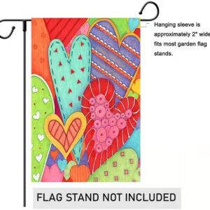 LHSION Happy Valentine's Day Garden Flag 12.5 x 18 Inch - Heart Garden Flag Decorative House Yard Double Sided Flag for Valentine's Day Decoration