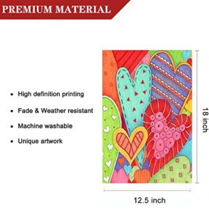 LHSION Happy Valentine's Day Garden Flag 12.5 x 18 Inch - Heart Garden Flag Decorative House Yard Double Sided Flag for Valentine's Day Decoration