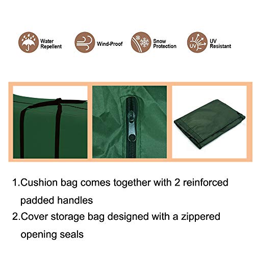 Orqihod Outdoor Cushion Covers and Storage Bag, 68”x30“x20”Extra Large Patio Furniture Seat Cushions Carrying Bag, Green, Waterproof