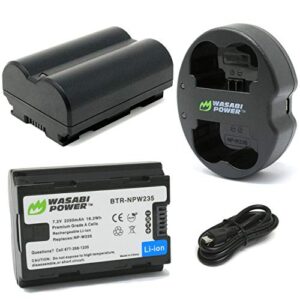 wasabi power battery (2-pack) & dual charger for fujifilm np-w235 & compatible with fujifilm x-h2s, gfx 50s ii, gfx 100s, fujifilm x-t4, vg-xt4 vertical battery grip