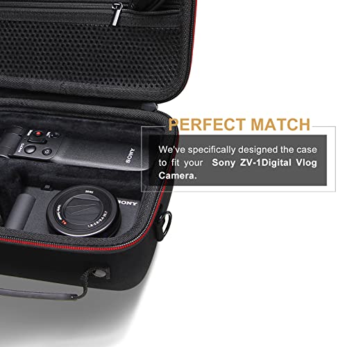 LTGEM EVA Hard Case for Sony ZV-1 / ZV-1F Digital Vlog Camera - Travel Protective Carrying Storage Bag with Strap (Black)