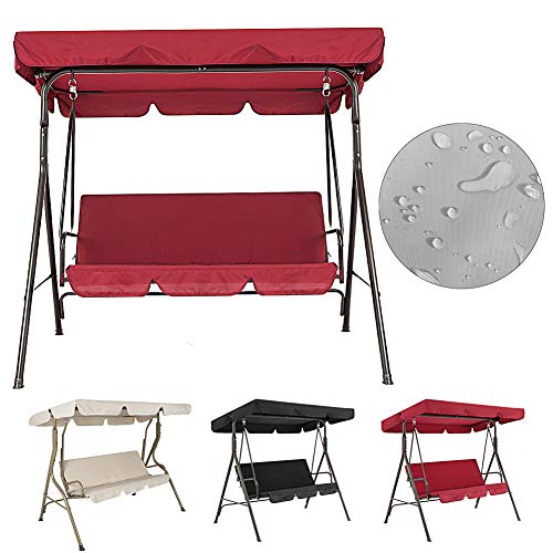 DUMGRN Canopy Swing Top Cover & Swing Seat Cover, 3 Seater Patio Swing Chair Canopy Top Cover with 210D Oxford Cloth for Garden Terrace Seat Hammock